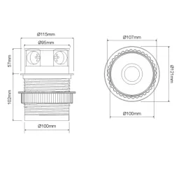 Kihúzható elektromos aljzat TETRABOX FRENCH 3x 230V + 2x USB / Alumínium