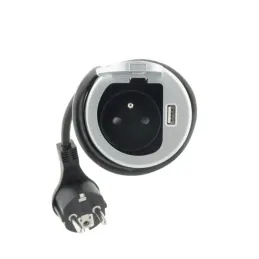 Beltéri asztali konnektor COMPACT 1x230V + USB töltő / Alumínium
