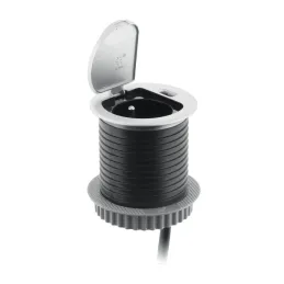 Beltéri asztali konnektor COMPACT 1x230V + USB töltő / Alumínium