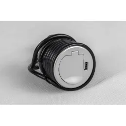 Beltéri asztali konnektor COMPACT 1x230V + USB töltő / Alumínium