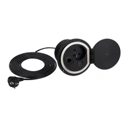 Belső asztali aljzat LUPO FRENCH 1x230V + USB A/C - Fekete