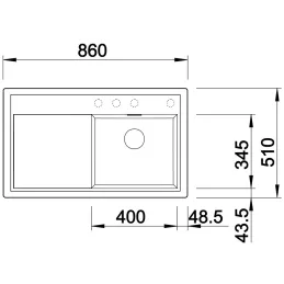 Blanco ZENAR 45 S kerámia mosogató excenterrel / Fekete jobb