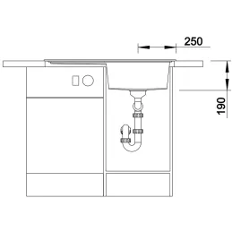 Blanco ZENAR 45 S kerámia mosogató excenterrel / Fekete jobb