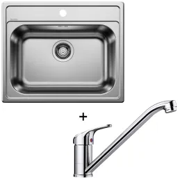 Blanco szett rozsdamentes acél mosogató DANA 6 + DARAS csaptelep / Fényes króm