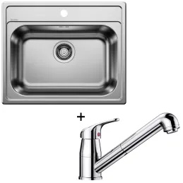 Set Blanco Rozsdamentes acél mosogató DANA 6 + DARAS-S csaptelep zuhannyal / Fényes króm