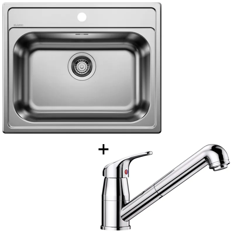 Set Blanco Rozsdamentes acél mosogató DANA 6 + DARAS-S csaptelep zuhannyal / Fényes króm