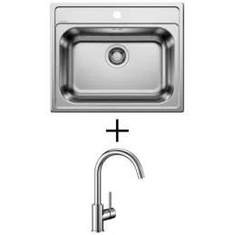 Set Blanco Rozsdamentes acél mosogató DANA 6 + Csaptelep MIDA / Fényes króm