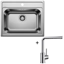 Set Blanco Rozsdamentes acél mosogató DANA 6 + Csaptelep MILA / Fényes króm