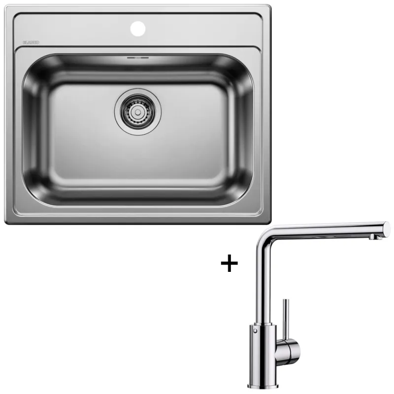 Set Blanco Rozsdamentes acél mosogató DANA 6 + Csaptelep MILA / Fényes króm