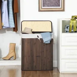 GLAMUR 100L szennyeskosár / Sötét fa