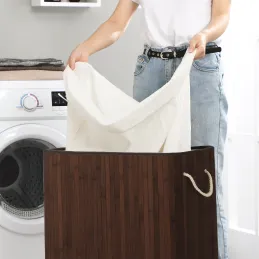 GLAMUR 100L szennyeskosár / Sötét fa