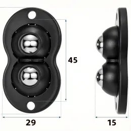 Szett 4 db öntapadós csapágyas bútorcsúszka ROLLER DUO / Fekete