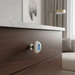 Gombfogantyú ORIENT / Porcelán motívummal - kék rózsa