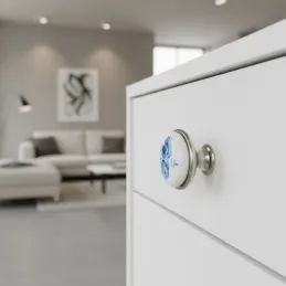 Gombfogantyú ORIENT / Porcelán motívummal - kék rózsa