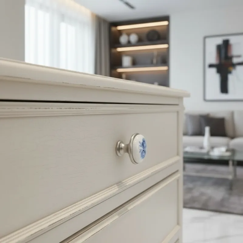 Gombfogantyú ORIENT / Porcelán motívummal - kék rózsa