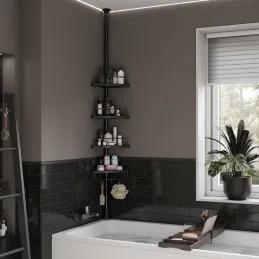 REGALO SPA sarok fürdőszoba polc / Fekete