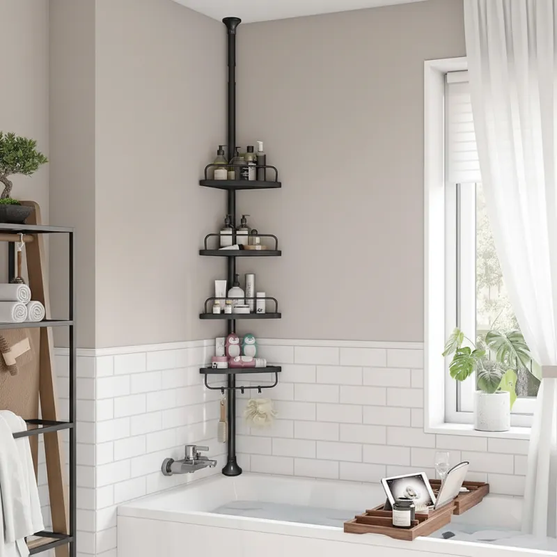 REGALO SPA sarok fürdőszoba polc / Fekete