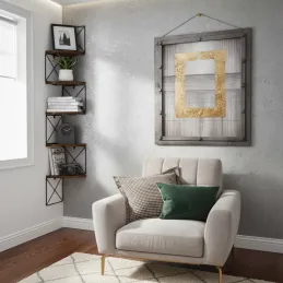 Sarokpolc REGALO SHELF / Fekete matt - vintage fa