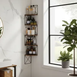 Sarokpolc REGALO SHELF / Fekete matt - vintage fa