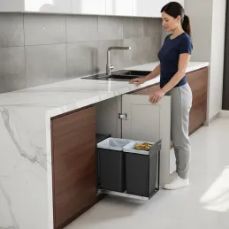 Kihúzható szemetes GALAXY 300mm - 2 x15L / Fekete