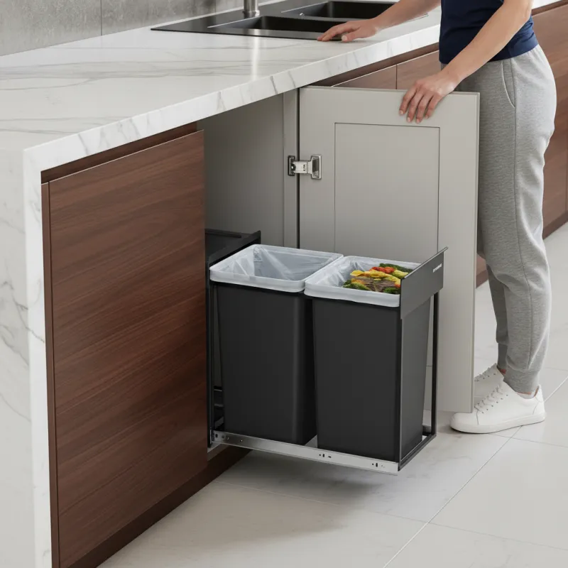 Kihúzható szemetes GALAXY 300mm - 2 x15L / Fekete