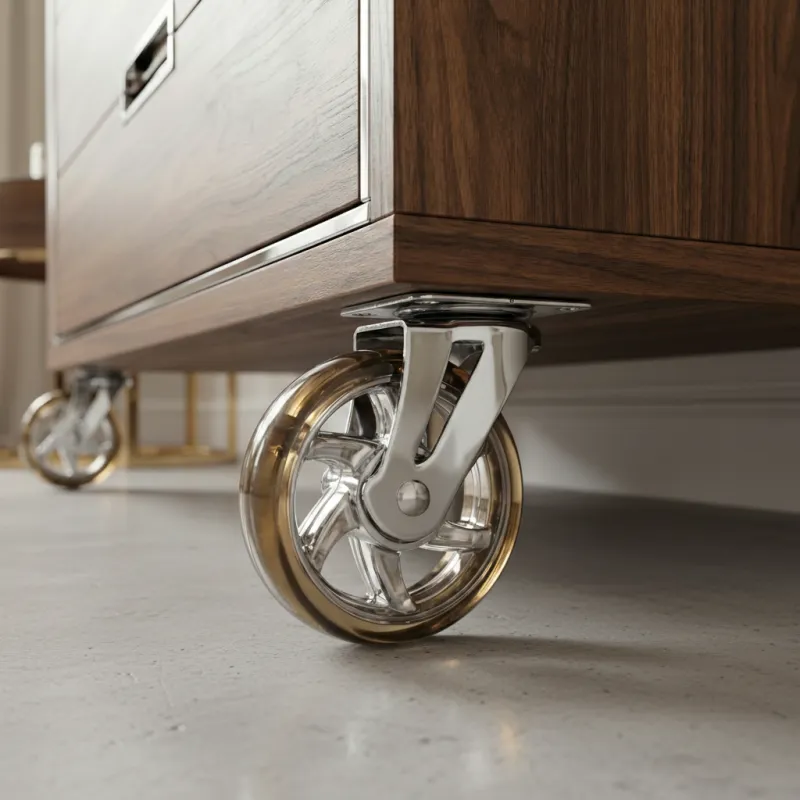 Bútorkerék fék nélkül 75 mm / Átlátszó barna