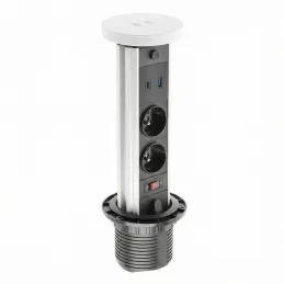 Kihúzható aljzat LEGIA FRENCH 2x230V + USB A-C + fény / Matt fehér