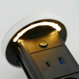 Kihúzható aljzat LEGIA SCHUKO 2x230V + USB A-C + fény / Matt fehér