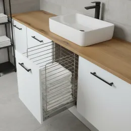 Kihúzható szennyestartó kosár csillapítással és ajtóra szereléssel ORTA / Fényes króm