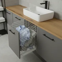 Kihúzható szennyestartó kosár csillapítással és ajtóra szerelhető ORTA / Matt fehér