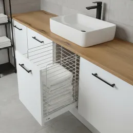 Kihúzható szennyestartó kosár csillapítással és ajtóra szerelhető ORTA / Matt fehér