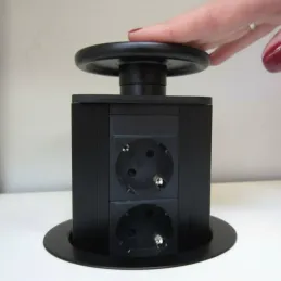 Kihúzható elektromos aljzat BIGG 100 FRENCH 3x230V / Fekete