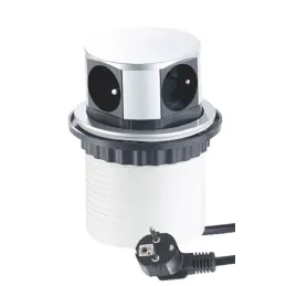 Kihúzható elektromos aljzat TETRABOX FRENCH 4x 230V / Alumínium