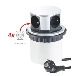 Kihúzható elektromos aljzat TETRABOX FRENCH 4x 230V / Alumínium