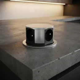 Kihúzható elektromos aljzat TETRABOX FRENCH 4x 230V / Alumínium