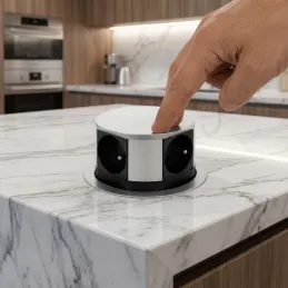 Kihúzható elektromos aljzat TETRABOX FRENCH 4x 230V / Alumínium