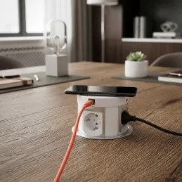 Kihúzható elektromos aljzat MULTIBOX 4x 230V + 2x USB + 2x RJ45 / Fehér