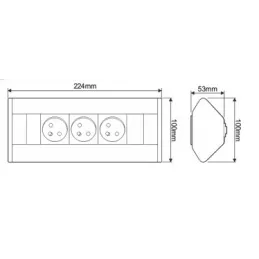 Belső sarok elosztó CORNER FRENCH 3x 230V / Fekete - alumínium
