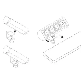 Elektromos aljzat OFFICE 3x230V + 1xUSB C+A FRANCIA / Fekete matt