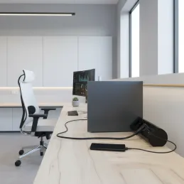 Elektromos aljzat OFFICE 3x230V + 1xUSB C+A FRANCIA / Fekete matt