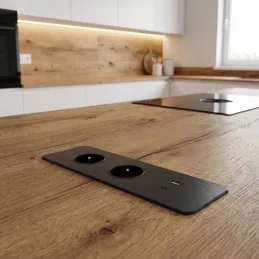 Elektromos aljzatsor EUROBOX 2x230V + 1xUSB C+A FRANCIA / Fekete matt