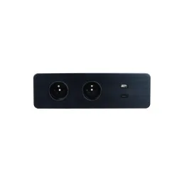 Elektromos aljzatsor EUROBOX 2x230V + 1xUSB C+A FRANCIA / Fekete matt