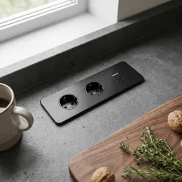 Elektromos aljzatsor EUROBOX 2x230V + 1xUSB C+A SCHUKO / Fekete matt