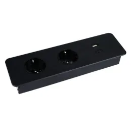 Elektromos aljzatsor EUROBOX 2x230V + 1xUSB C+A SCHUKO / Fekete matt