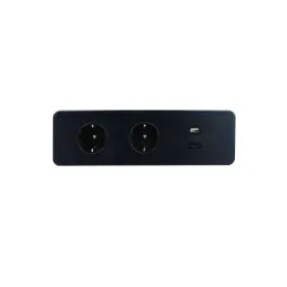 Elektromos aljzatsor EUROBOX 2x230V + 1xUSB C+A SCHUKO / Fekete matt