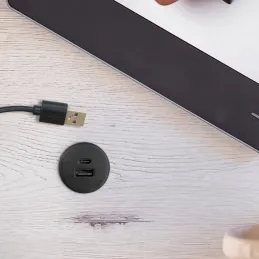 Beltéri 2 x USB A-C asztali töltő 25mm PLUGY / Matt fekete