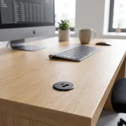 Beltéri 2 x USB A-C asztali töltő 25mm PLUGY / Matt fekete