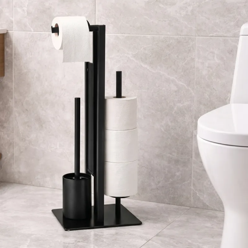 WC-papír állvány kefével AXIAN / Fekete matt