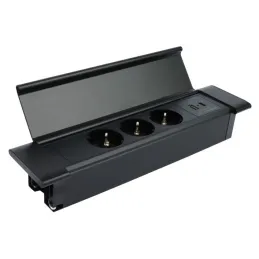 Beltéri konnektoros elosztó SLIM BOX SCHUKO 3x 230V + USB / Fekete matt