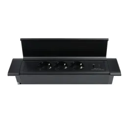 Beltéri konnektoros elosztó SLIM BOX SCHUKO 3x 230V + USB / Fekete matt
